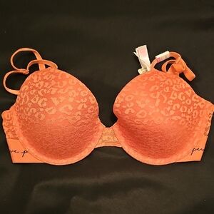 PINK Victoria's Secret Orange Leopard Bra